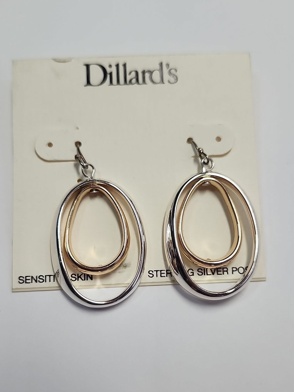 Dillards Two-Tone Oval Drop Earrings With Sterling Silver Posts